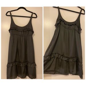 Charcoal Gray Silk Baby Doll Dress